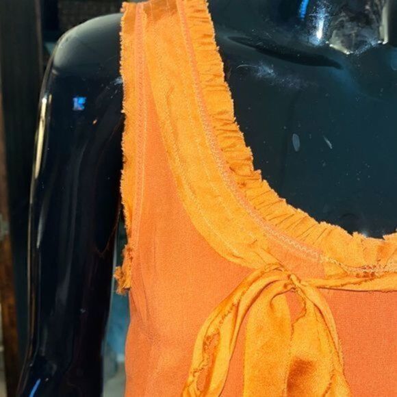 Anthropologie Floreat orange patchwork sheer sleeveless blouse size XS - Picture 15 of 15